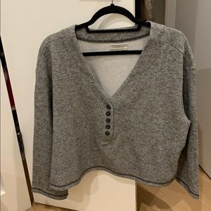 UO cropped button down pullover